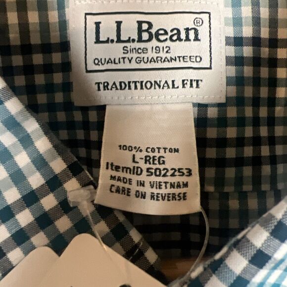 NWT Mens LL Bean Traditional Fit Button Up S/S True Cool Check Shirt Large - Picture 4 of 8